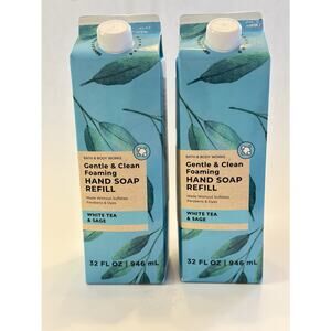 2x BATH & BODY WORKS WHITE TEA & SAGE GENTLE CLEAN FOAMING HAND SOAP REFILL 32oz